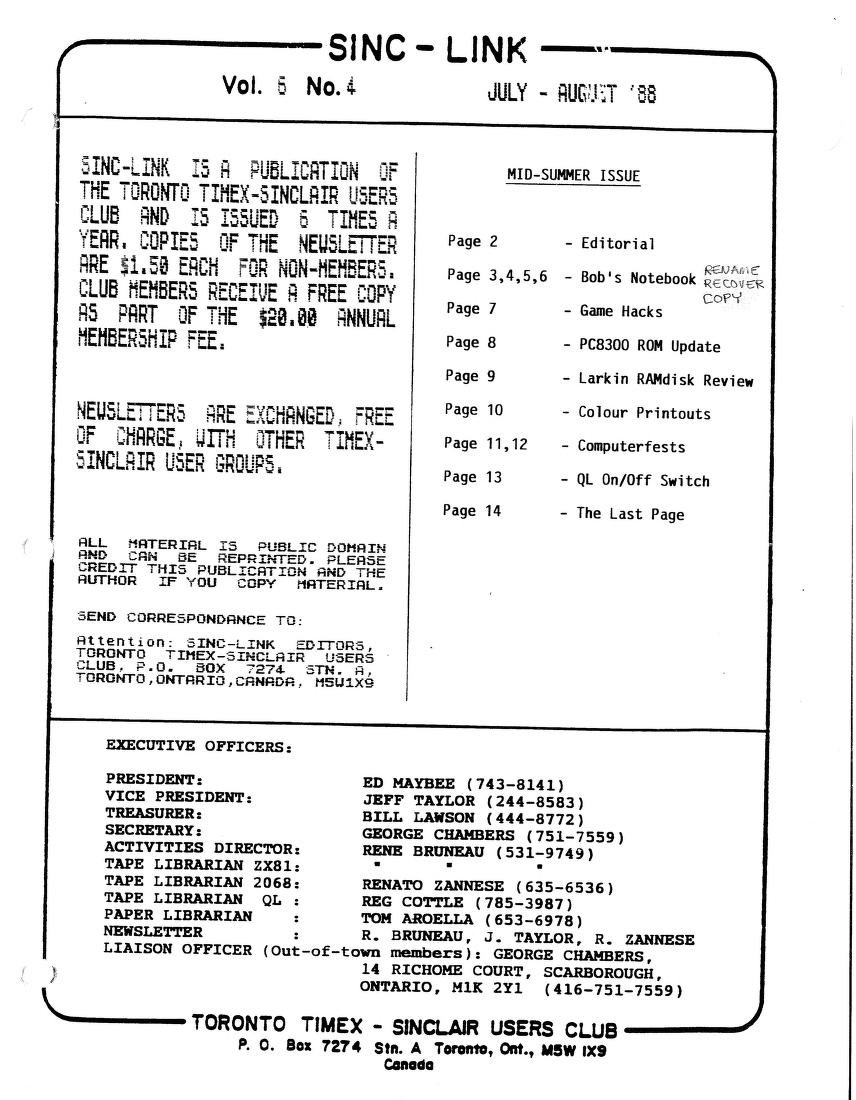 Sinc-Link – Timex/Sinclair Computers