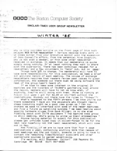 Sinclair Timex User Group Newsletter Winter 1985