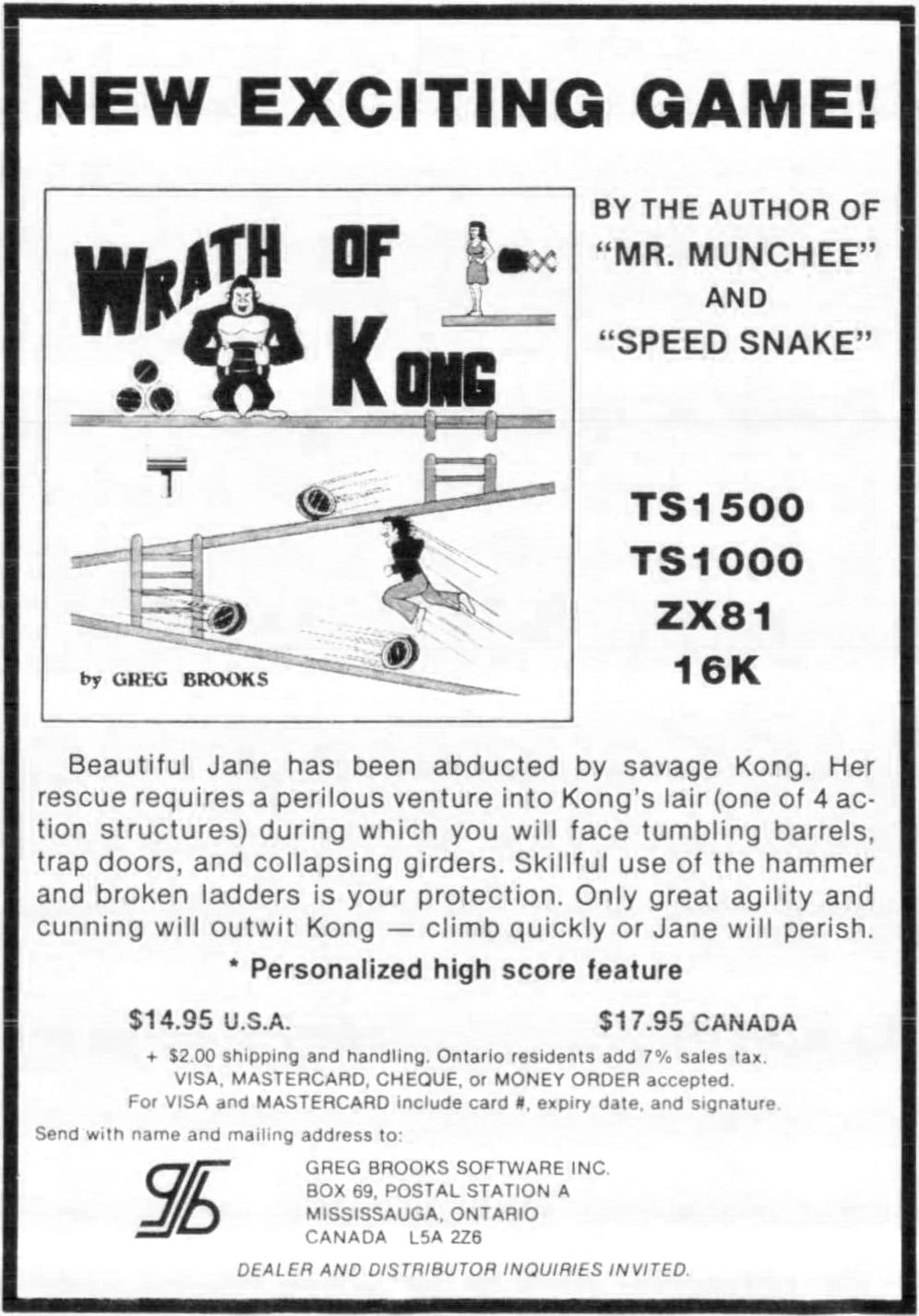 Wrath of Kong – Timex/Sinclair Computers