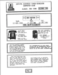 Capital District Timex-Sinclair Computer Club Dec 1990