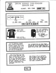 Capital District Timex-Sinclair Computer Club Jan 1991