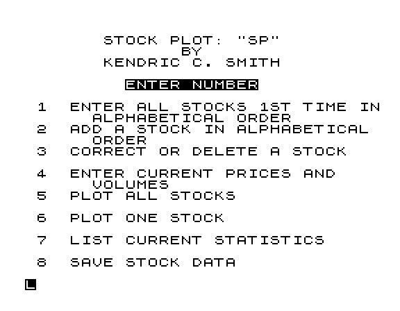 Stock Plot screen