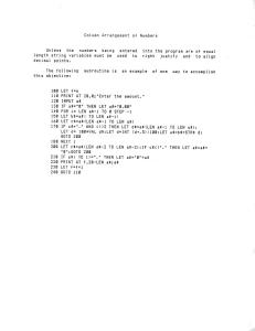 Column Arrangement of Numbers