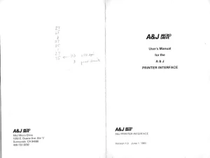 User’s Manual for the A&J Printer Interface